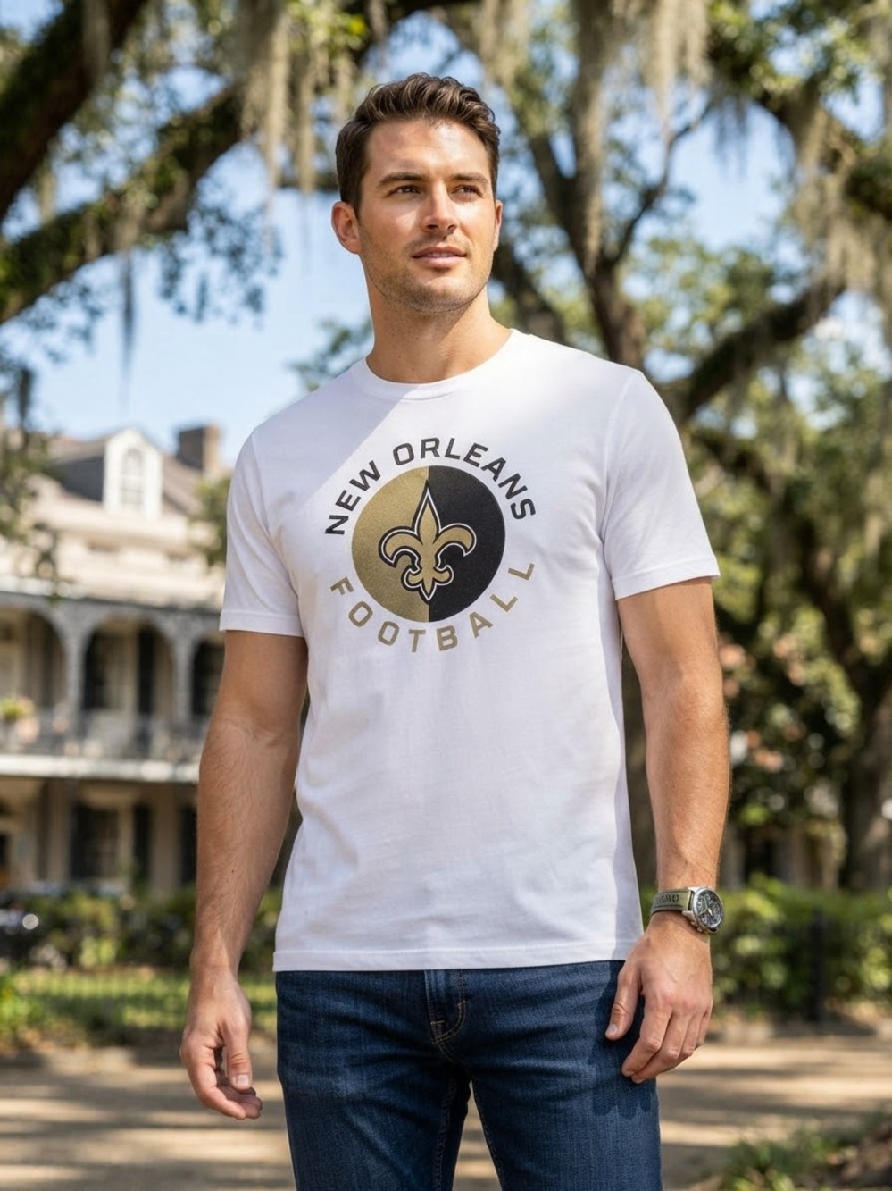 New Men's NFL New Orleans Saints White T-Shirt Team Apparel Size XL 100% Cotton
